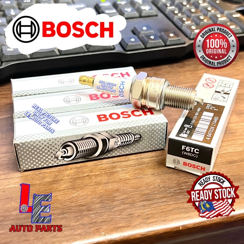 (4 ชิ้น BOSCH SPARK PLUG SAGA ISWARA 12V SATRIA WIRA 1.3 1.5 F6TC (W8DC)