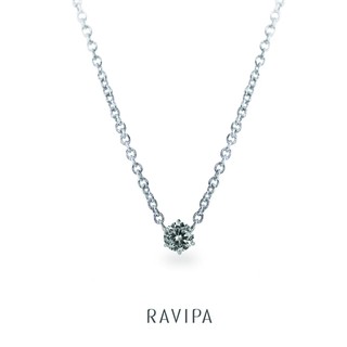 RAVIPA- Classic Single Round Diamond Necklace (6 mm.) สร้อยคอเพชร สร้อยคอเงิน สร้อยคอเงินแท้ สร้อยคอผู้หญิง ของขวัญ