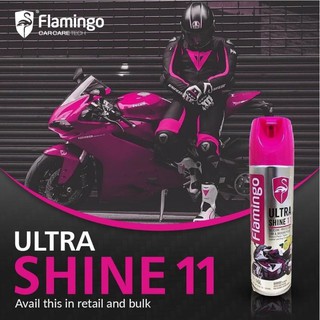 FLAMINGO ULTRASHINE11 สเปรย์เคลือบเงาสีรถสูตรเงาและปกป้องพิเศษ ฟื้นฟูและเคลือบเงาสีรถให้ดูใหม่ เงางาม พร้อมป้องกันUV