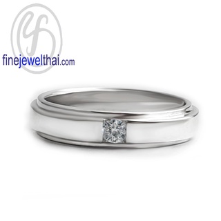 Finejewelthai แหวน-แหวนเพชร-แหวนเงินแท้-Minimal-Diamond-CZ-Silver-Ring - R1418cz (สามารถเลือกสีตัวเรือนได้)