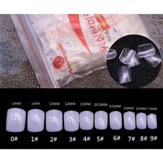 เล็บปลอม เล็บ pvc ยาวกลาง สั้นกุด ทรงเหลี่ยม ขุ่น ใส 600 ชิ้น เบอร์ 0-9 บวกเบอร์ 5, 6 เพิ่มเบอร์ละถุง