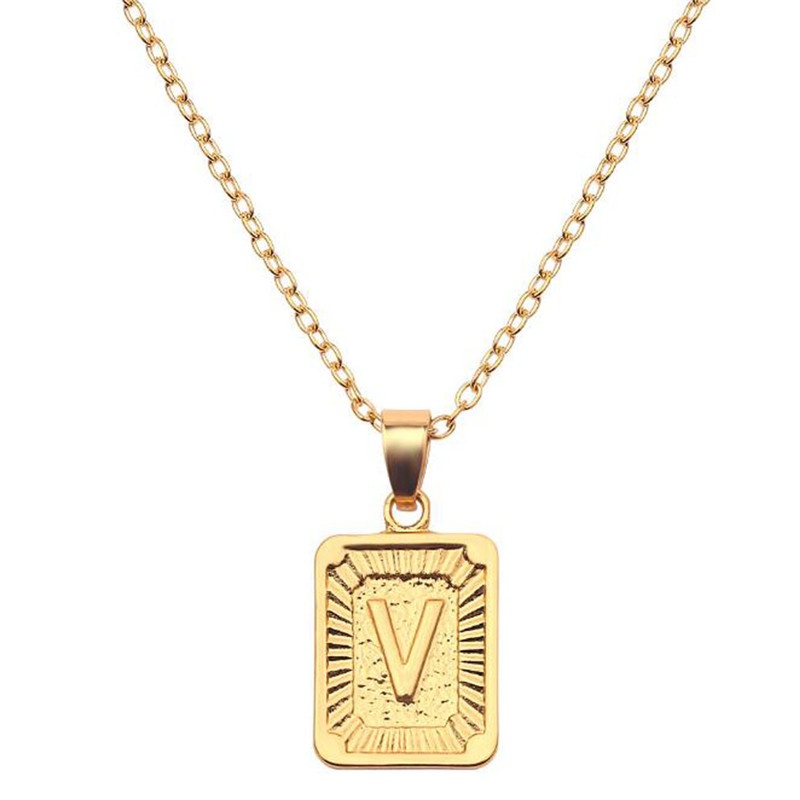 Alphabet Pendant Necklace Gold Chain Alphabet Necklace Jewelry Gift Shopee Thailand