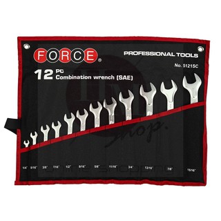 FORCE ประแจ ประแจแหวนข้างปากตาย ชุดประแจแหวนข้างปากตาย 12 ชิ้น (นิ้ว) Model 5121SC