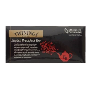Twinings English Breakfast Tea ทไวนิงส์ ชาสีอำพันสว่าง อิงลิช เบรกฟาสต์ ชนิดซอง 2 กรัม แพ็ค 25 ซอง