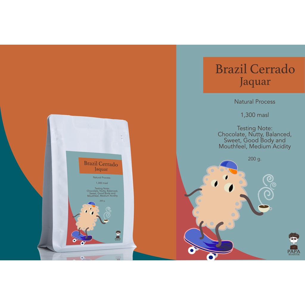 เมล็ดกาแฟคั่ว บราซิล Brazil Cerrado Jaquar ขนาด 200g สำหรับเครื่องชง Espresso