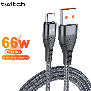 Twitch สายชาร์จ USB Type C 6A 66W แบบชาร์จเร็ว สําหรับโทรศัพท์มือถือ