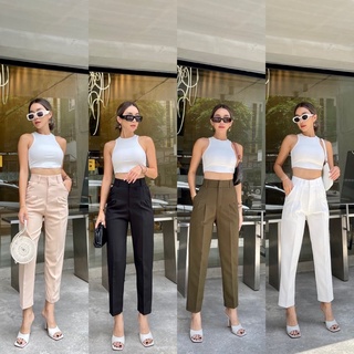 Lupinta high-waist pants (380฿ฟรีส่ง) กางเกงขายาวเอวสูงทรงกระบอกเล็ก ทรงเบสิคที่หุ่นแบบไหนใส่ยังไงก็สวย เอวสูงผ้าเก็บทรง