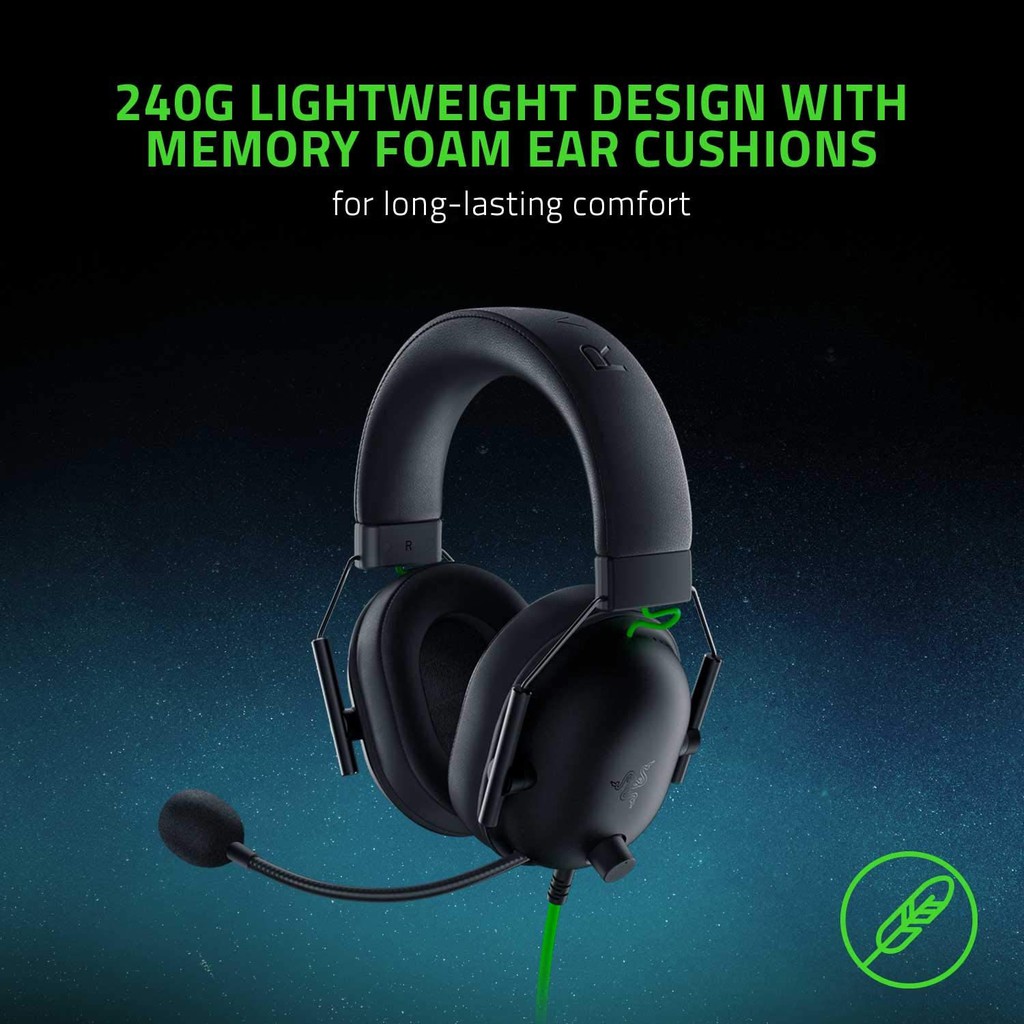 Headset Razer BlackShark V2 X Gaming 7.1 Surround Sound Capable - 50mm Drivers - for PC, PS4 #หูฟังเกมมิ่ง