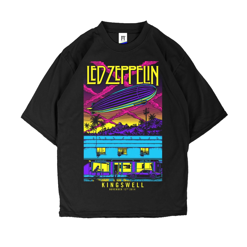 Zeppelin LED - KINGSWELL TOUR เสื้อยืดลําลองสําหรับผู้ชายผู้หญิงแขนสั้นพิมพ์ลาย ROCK