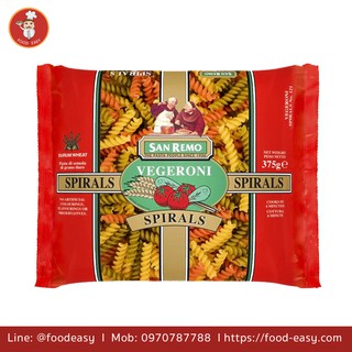 พาสต้าผสมผัก เส้นเกรียว San Remo 375 กรัม San Remo Spiral pasta 375 g