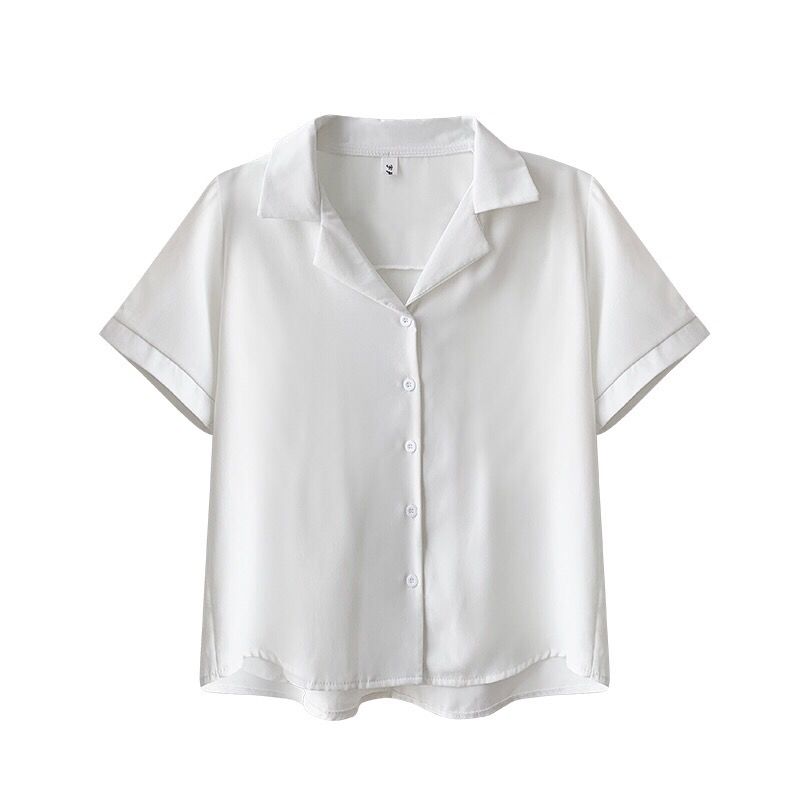 สไตล์ใหม่เสื้อเชิ้ตสีขาวผู้หญิงฤดูร้อนเกาหลีหลวมเสื้อเชิ้ตแขนสั้นสบาย ๆ