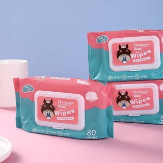 💗 ขายปลีก/ส่ง 💗  ทิชชู่เปียก 80 แผ่น กระดาษเปียก Baby Wipes สูตรบริสุทธิ์ ผ้านุ่มไม่บาดผิว