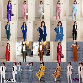 TW0425 Set 2 ชิ้น เซทเสื้อสูทแขนยาว ปกกล้วย + ขายาว