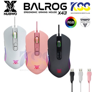 Nubwo X43 Ergonomic Gaming Mouse Balrog RGB Righting เม้าส์สำหรับเล่นเกมส์