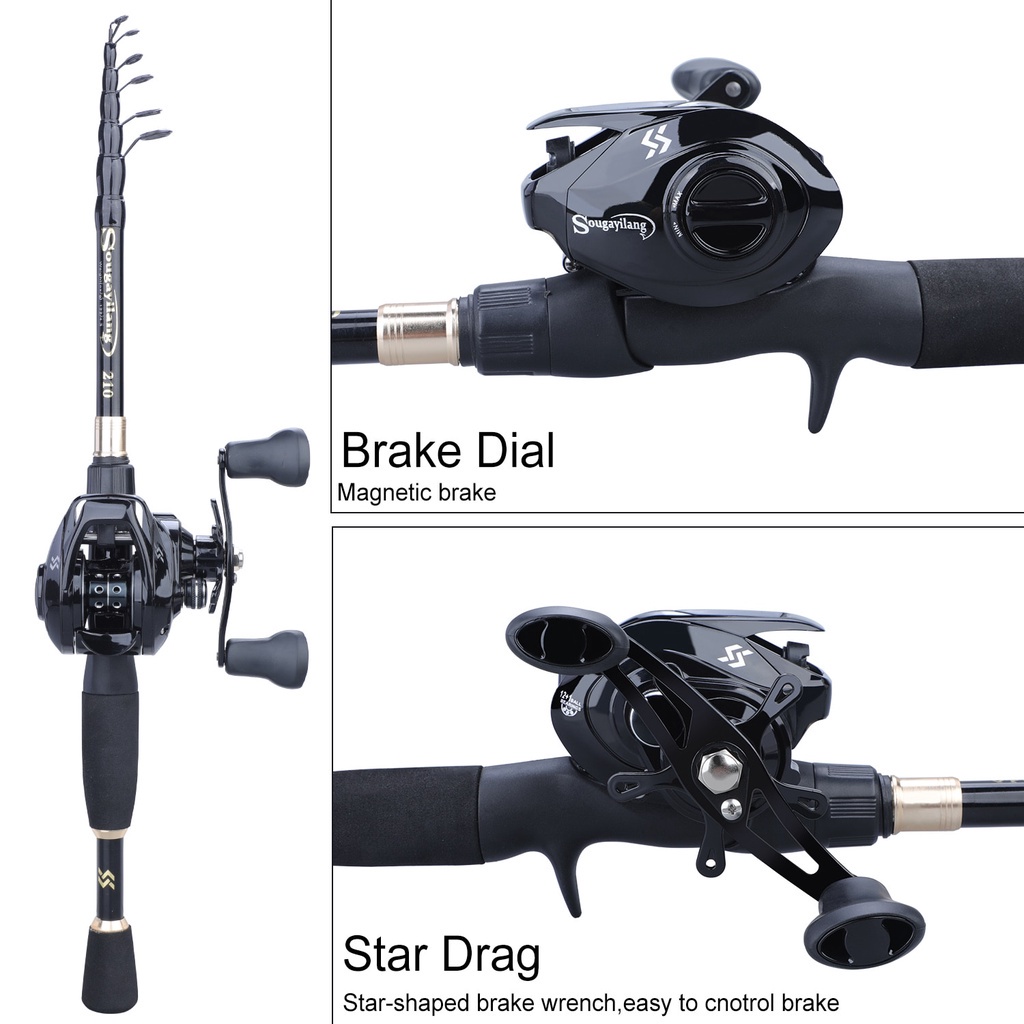 Sougayilang 1.8-2.4m Telescopic Casting Fishing Rod Reel Line Combo  Portable Ultralight Rod 7.21 Fishing Reel 100m Pe L - yz7i6i9uu0 - ThaiPick