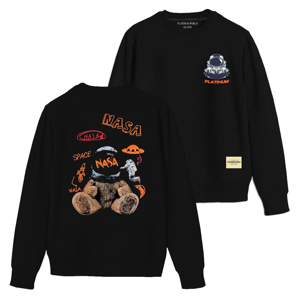 PLATINUM WORLD เสื้อสเวตเตอร์อินดี้ // Platinum World X Nasa Metal เสื้อแจ็คเก็ตสเวตเตอร์คุณภาพแท้