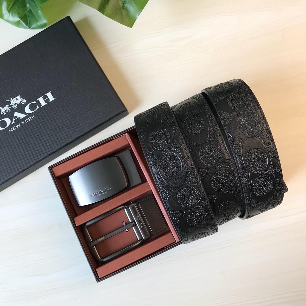 100 ของแท้ COACH F55157 ใหม่เข็มขัดผู้ชายเข็มขัดหนังใหม่ 55157