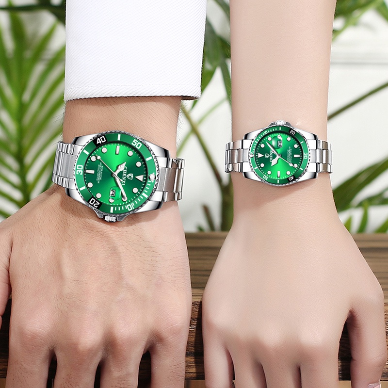 Brand Luxury Couple Watches Pair Men And Women With Box Stainless Steel ...