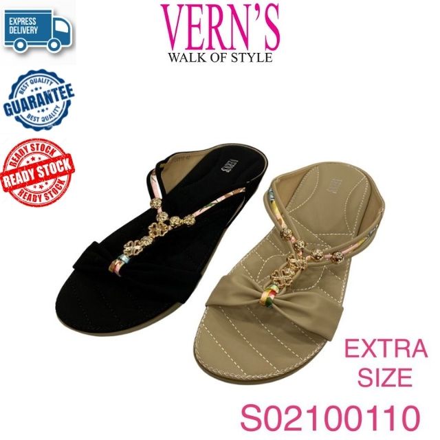 รองเท้าแตะส้นแบนขนาดใหญ่สําหรับผู้หญิง VERNS S02100110 RM59.99
