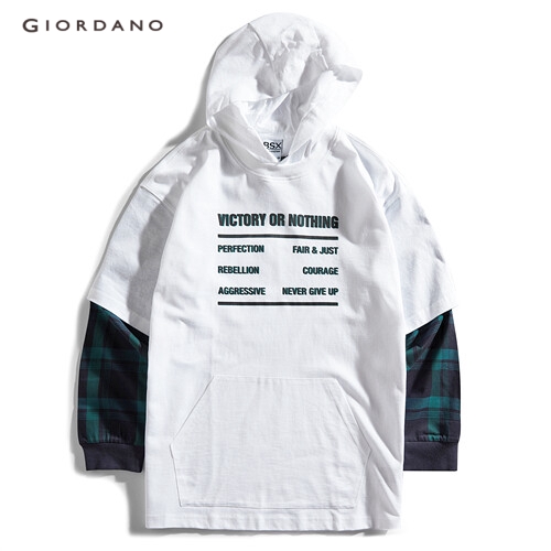 GIORDANO BSX MEN VON printed fake-two-piece hoodie 04089658