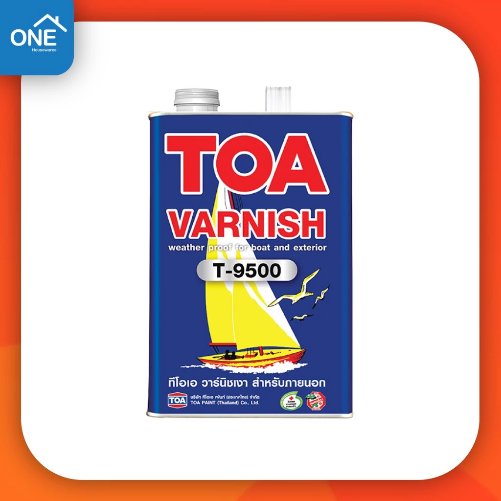 น้ำยาเคลือบไม้ TOA วานิชเงา T-9500 TOA ขนาดกระป๋อง 1/4 (0.946 ลิตร) Varnish วาร์นิชเงาสำหรับภายนอก