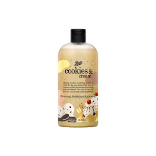 BOOTS Cookies & Cream Shower Gel, Bubble Bath & Shampoo 500ML Flavour Collection