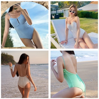 SouthDaya Swimwear : Fleurs One piece Swimsuit ชุดว่ายน้ำหญิงวันพีช มีฟองน้ำถอดออกได้ ปรับสายไหล่ได้