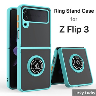 แข็ง เคส Samsung Galaxy Z Flip 3 5G ปลอกขาตั้งแหวนกันกระแทกขาตั้งกันกระแทกขาตั้งแม่เหล็กไฮบริดป้องกันหนัก