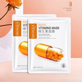 LUKYIM_SHOPมาส์กวิตามิน 2 สูตรเข้มข้น BIOAQUA Vitamins Mask มาส์กวิตามินเข้มข้น หน้า เนียนใส นุ่มชุ่มชื้น