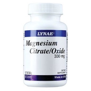 LYNAE Magnesium Citrate/Oxide 330 mg 60 เม็ด Vitamin USA ไลเน่ แมกนีเซียม ซิเตรท เหมาะสำหรับไมเกรน ระบบปลายประสาท ตะคริว