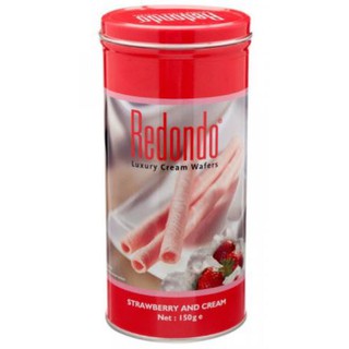 REDONDO LUXURY WAFERS STRAWBERRY รีดอนโด ลักซ์ซัวรี่ เวเฟอร์ รสสตรอเบอร์รี่ ขนาด 150กรัม ยกแพ็ค 3กระป๋อง รีดอนโด้