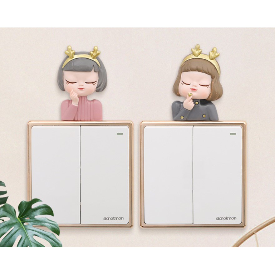 สินค้าพร้อมส่ง ตัวการ์ตูนติดสวิสต์ไฟรูปเด็กผู้หญิง สติ๊กเกอร์ติดผนัง3dรูปเด็กผู้หญิง