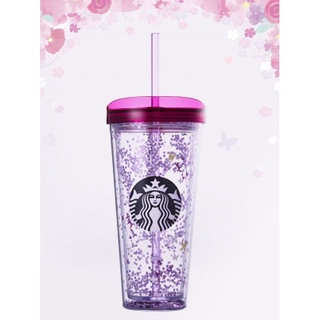 **ของแท้***Starbucks Korea 2018 spring flower glitter double wall cold cup 650 ml.