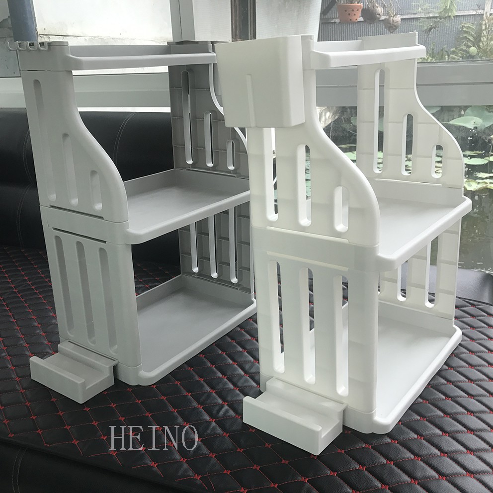 HEINOชั้นวางของในห้องครัวหลายชั้น ชั้นวางอุปกรณ์ พร้อมตะขอ กระบอกตะเกียบและที่วางเขียง