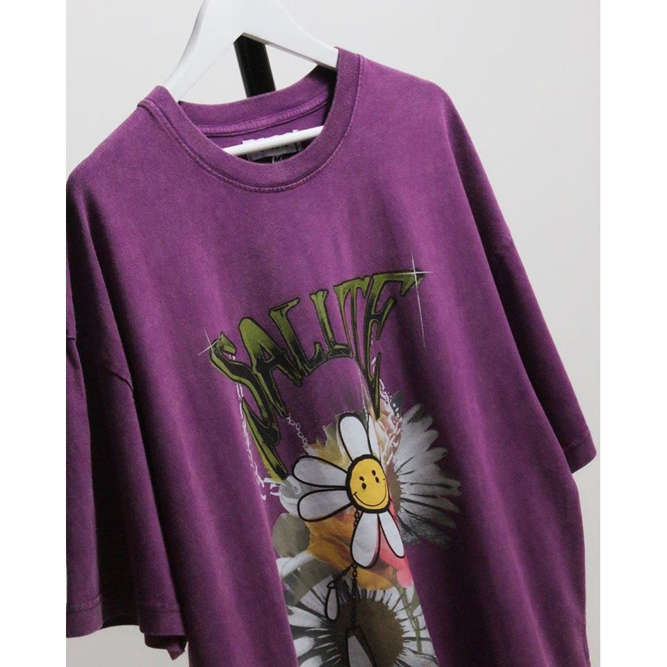 SALUTE : WASHED FLOWER VINTAGE T-SHIRT : PURPLE (Exclusive 
