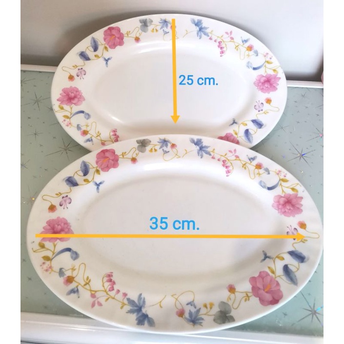 จานเปล​ จาน​โอปอล​ opal glass Cuizimate 14 นิ้ว​แบบหนาใบใหญ่