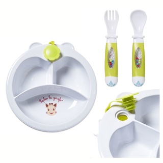 Sophie set : Heating dish with suction + spoon / fork