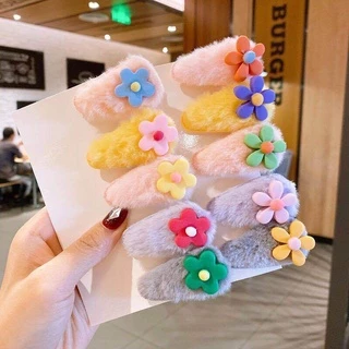 🌸กิ๊บติดผมตุ๊กตาขนนิ่ม🌸 กิฟติดผมเด็ก สไตล์เจ้าหญิงน่ารัก🌼 แบบเซต5ชิ้น กิ๊บติดผมเด็ก