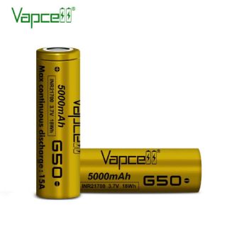 Vapcell G50 INR21700 5000mAh 3.7V แพค2ก้อน แถมกระเป๋าใส่ถ่าน