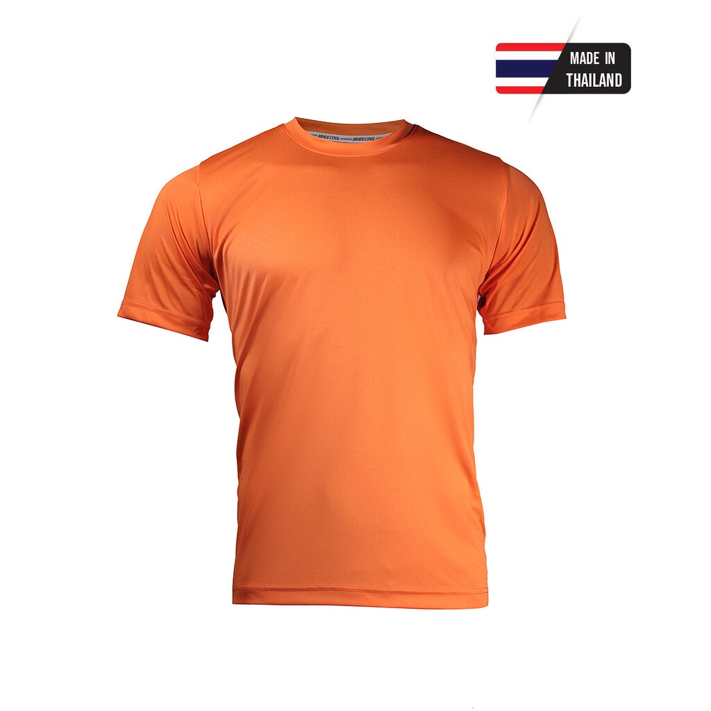 Mheecool เสื้อกีฬา เสื้อคอกลมสีล้วน สีส้ม ผ้าไมโครแท้ 100% ระบายเหงื่อได้ดี