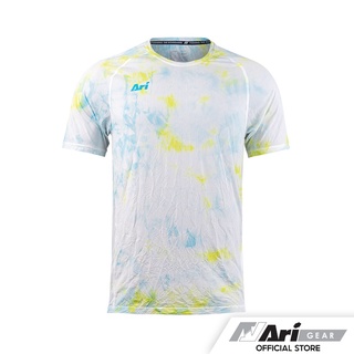 ARI UNISEX TIE DYE RUNNING TEE - NEON LIME/PACIFIC BLUE/WHITE เสื้อวิ่ง อาริ มัดย้อม สีเขียวมะนาว