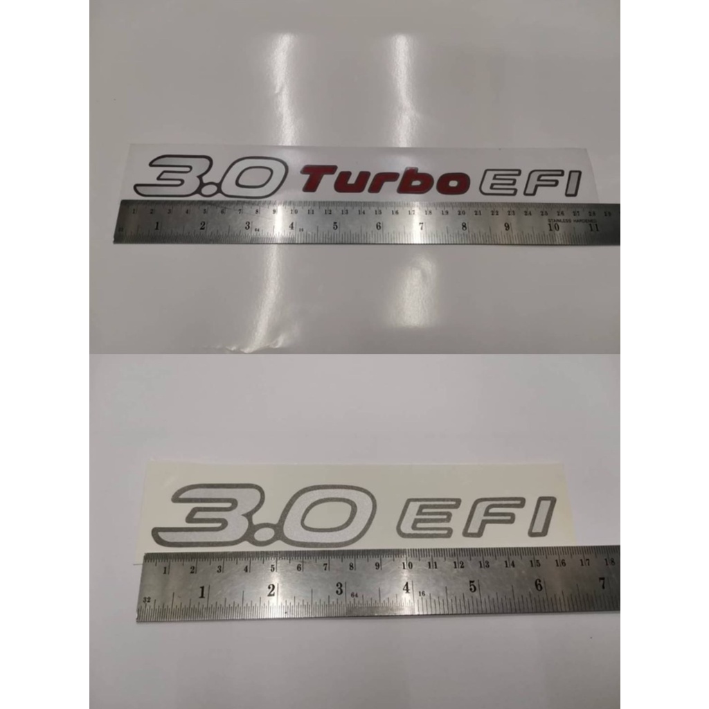 สติ๊กเกอร์งานสกรีนดั้งเดิม 3.0 EFI และ 3.0 Turbo EFI สำหรับติดฝาท้ายรถกระบะ TOYOTA TIGER เทียบแท้95% ราคา ถูกที่สุด ดีลบีเคเค