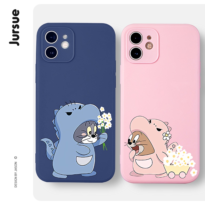 JURSUE เคสคู่ เคสไอโฟน คู่รัก กันกระแทกซิลิโคนนุ่มการ์ตูนน่ารักตลก เคสโทรศัพท์ Compatible for iPhone 14 13 12 11 Pro Max SE 2020 X XR XS 8 7 6 6S Plus พลัส XYH624