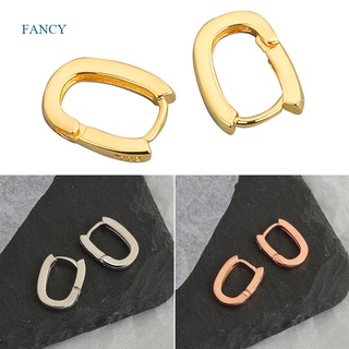 Fancyqube ต่างหูห่วง รูปตัว U เรขาคณิต สีเงิน สีทอง เรียบง่าย สไตล์ฝรั่งเศส สําหรับผู้ชาย ผู้หญิง