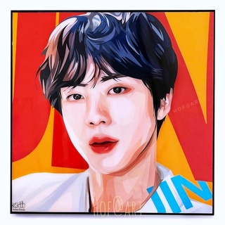 รูปภาพ Jin จิน วง BTS บีทีเอส นักร้องเกาหลี K pop เคป๊อป รูปภาพ​ติดผนัง pop art กรอบรูป แต่งบ้าน ของขวัญ