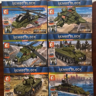 (Set6 กล่อง ) semboblock รวมชุดนักรบทหาร เฮลิคอปเตอร์ เครื่องบิน รถถัง เครื่อง ทหาร พร้อมส่ง ของใหม่ รวมร่างได้ 6in1