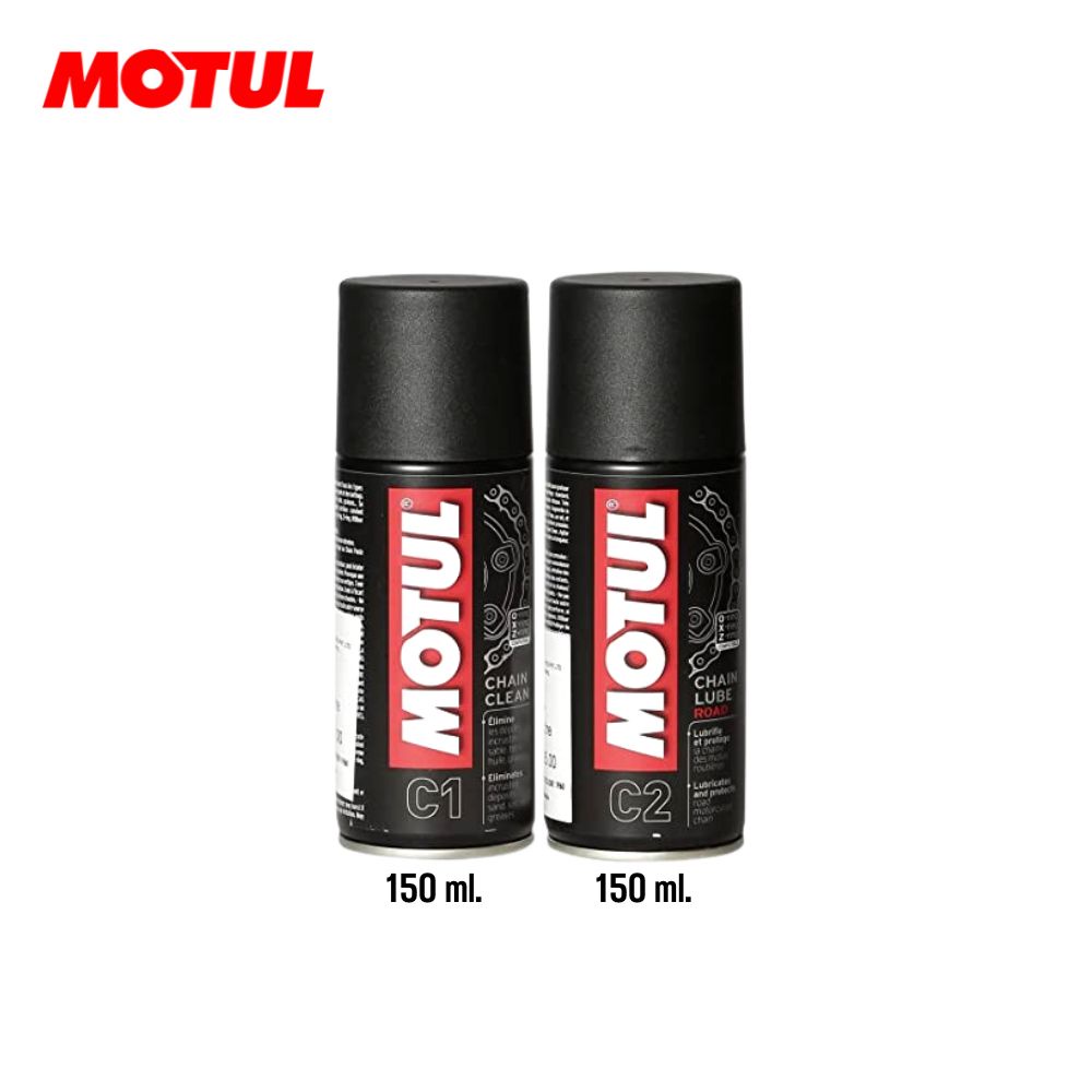 ชุดล้างโซ่ + หล่อลื่นโซ่ MOTUL // สเปรย์ล้างโซ่ MOTUL C1 150มล. + สเปรย์หล่อลื่นโซ่ MOTUL C2 150มล.