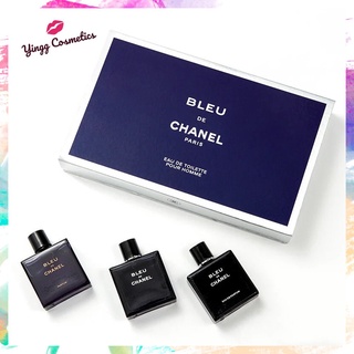 "น้ำหอมแท้" น้ำหอมชาแนล Chanel Bleu De Chanel Eau De Parfum Pour Homme EDP Chanel Bleu De Chanel EDT 10ml set 3 ชิ้น