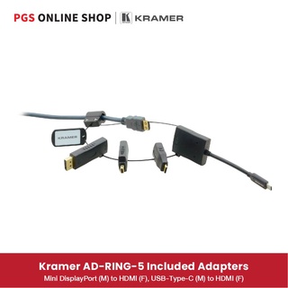 Kramer AD-RING-5 Included Adapters (อะแดปเตอร์) Mini DisplayPort (M) to HDMI (F), USB-Type-C (M) to HDMI (F)