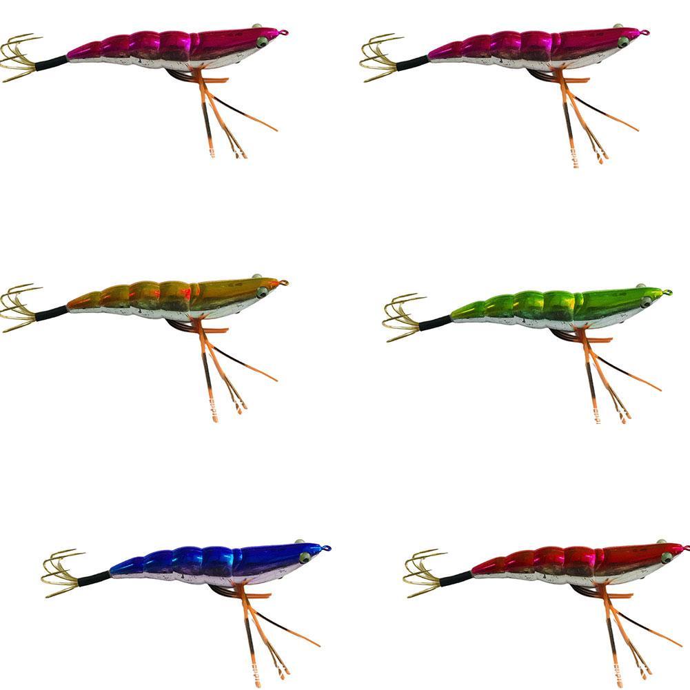 Wooden Shrimp Electroplating Bamboo Shrimp Noctilucent Luya Shrimp Gold Hook All Hook Five-claw A1B0 #8